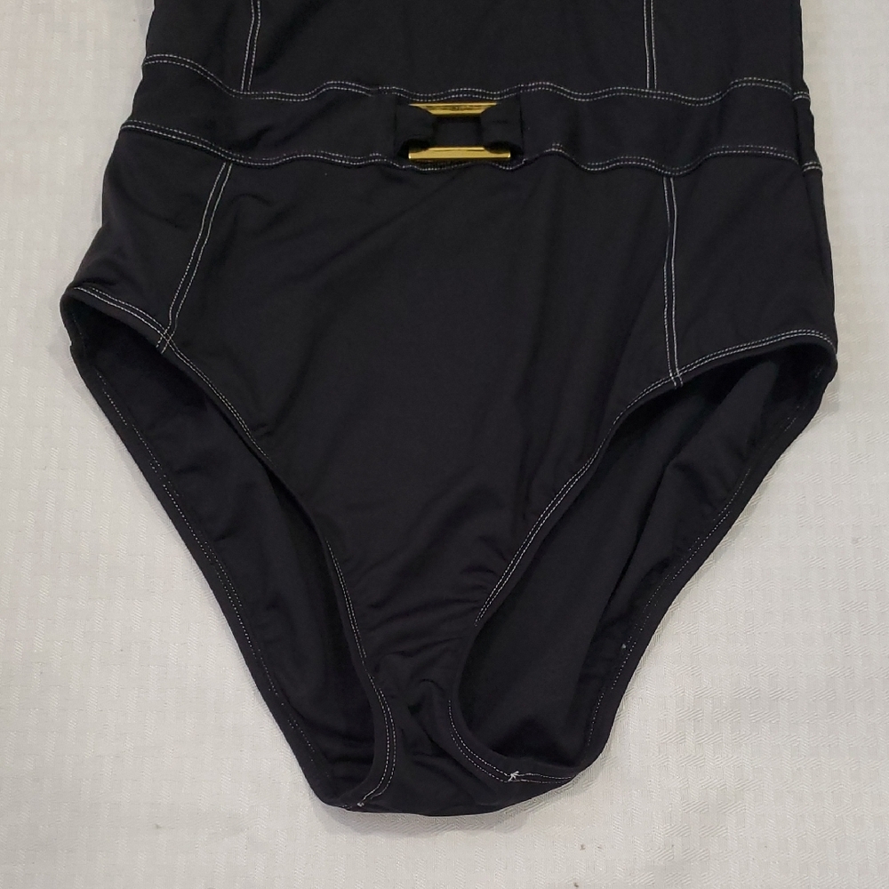 Bleu Rod Beattie Sleek Black One-Piece Swimsuit with Adjustable Straps Size 12 - Picture 3 of 8